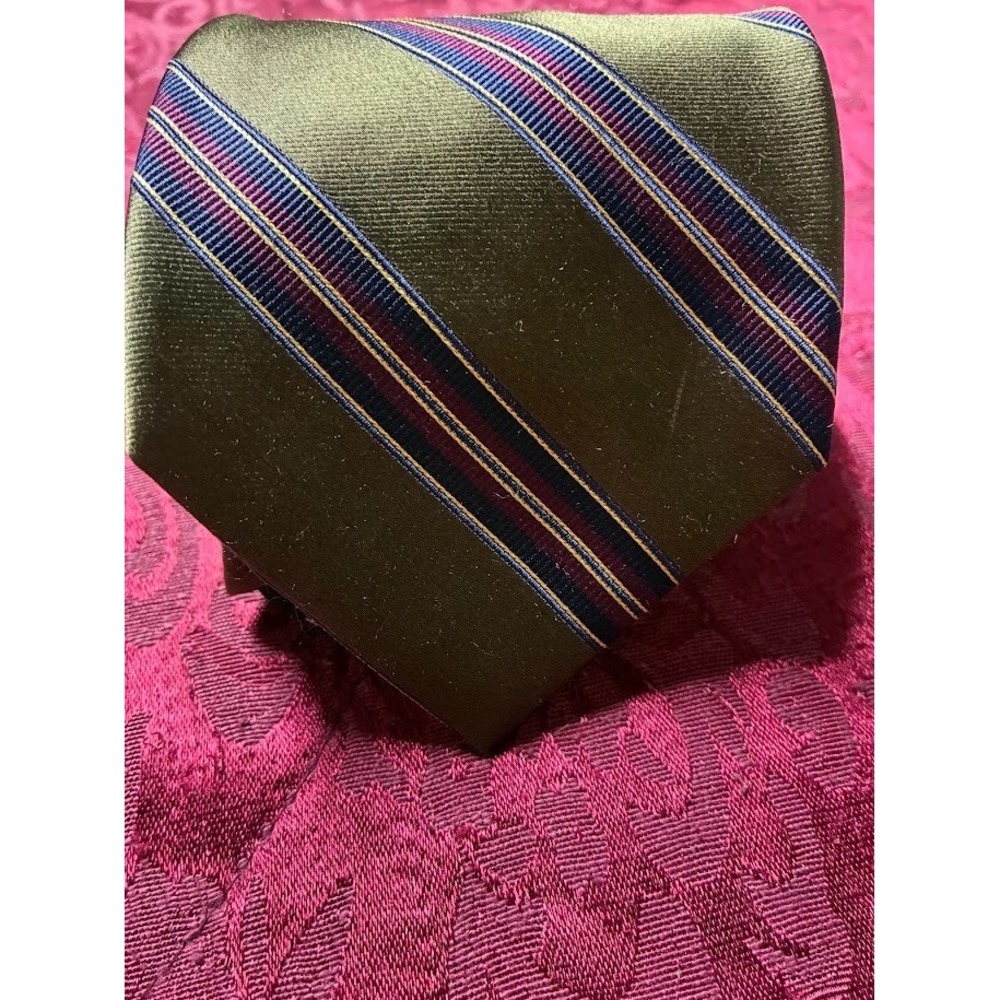 JOS. A. BANK Olive, Navy, and Burgundy Diagonal Stripe Tie